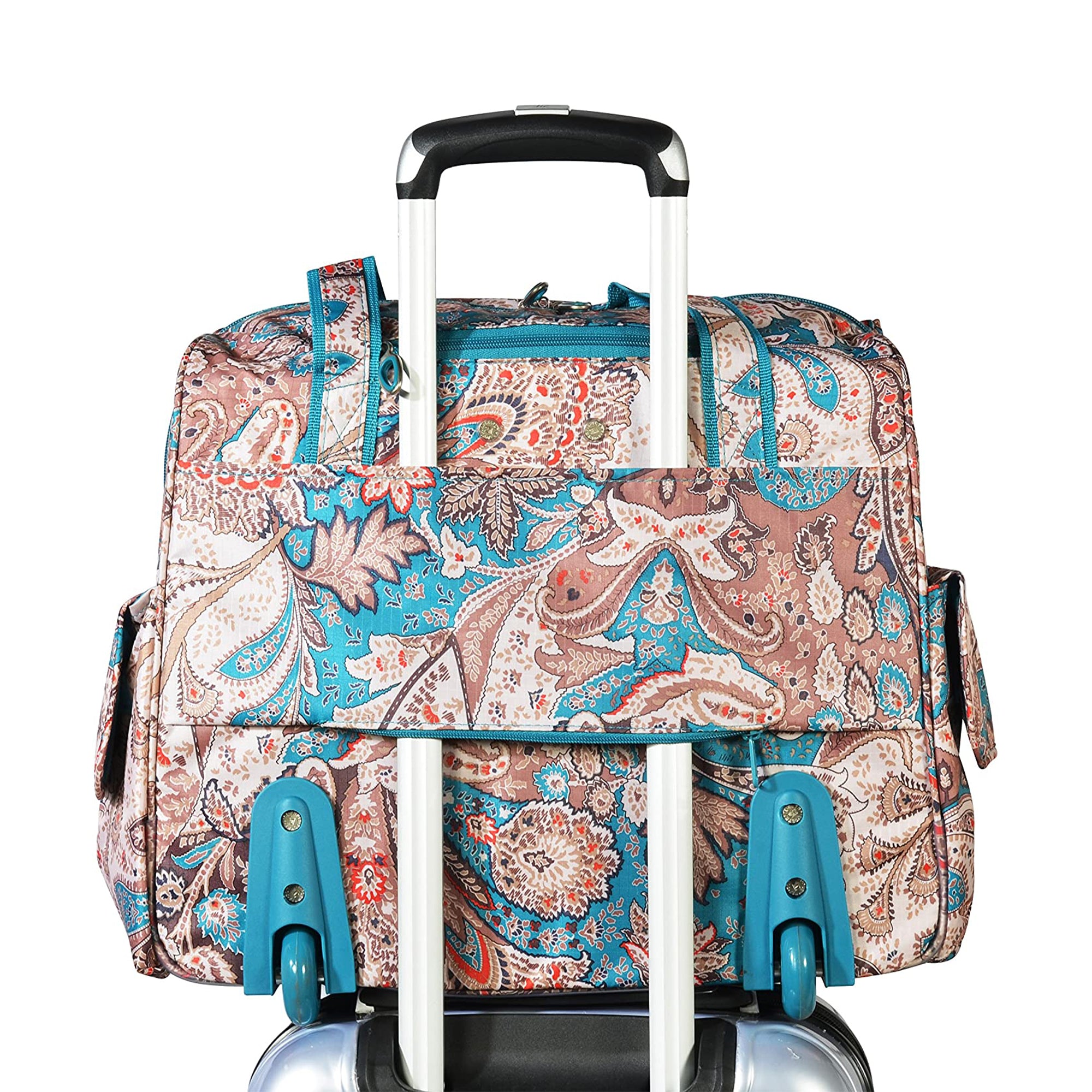 Olympia Deluxe Fashion Rolling Overnighter Luggage Suitcase with Handle, Paisley