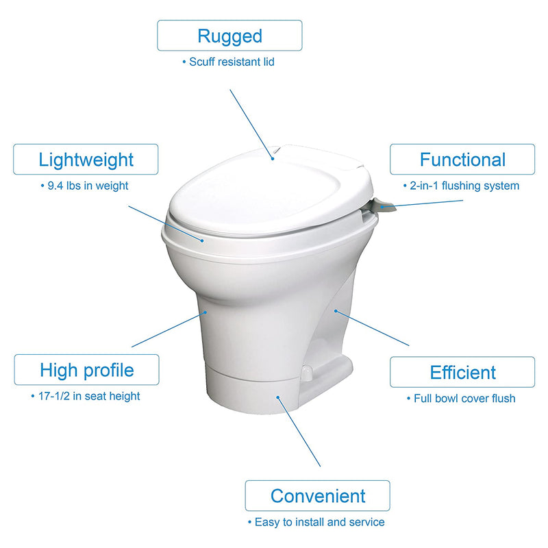 Thetford 31675 Aqua Magic V Hand Flush High Profile Toilet w/Hand Sprayer, White