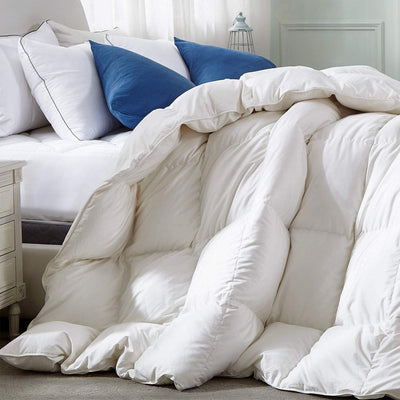 Royoliving Premium Cotton Silver Down All Season Bed Comforter, White, Queen