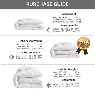 Royoliving Premium Cotton Silver Down All Season Bed Comforter, White, Queen