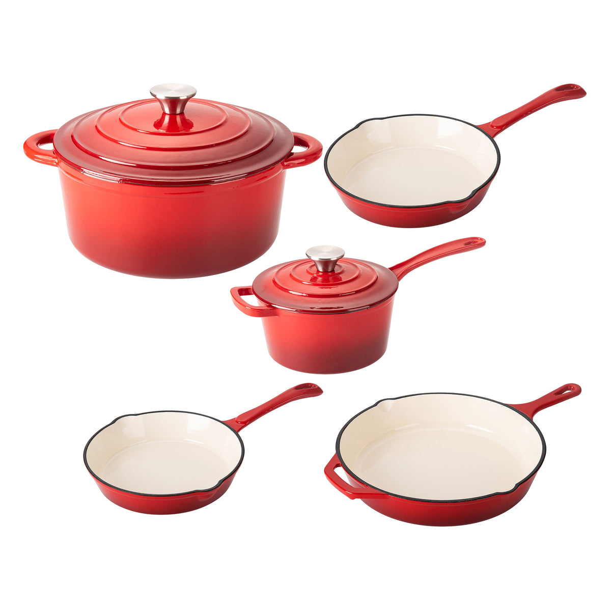 Hamilton Beach Cast Iron Oven Pot, Sauce Pan, and Frying Sauce Pan Set, (5 Pack) - VMInnovations