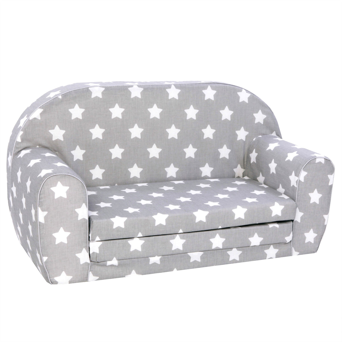 Delsit Toddler Couch and Kids 2 in 1 Flip Open Foam Double Sofa, Gray with Stars - VMInnovations