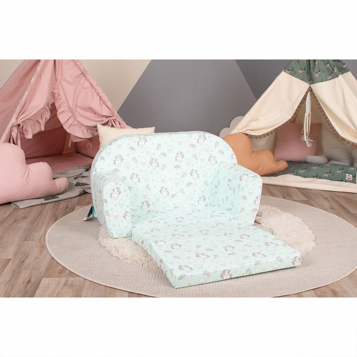 Delsit Toddler Couch & Kids Flip Open Foam Double Sofa (Open Box)
