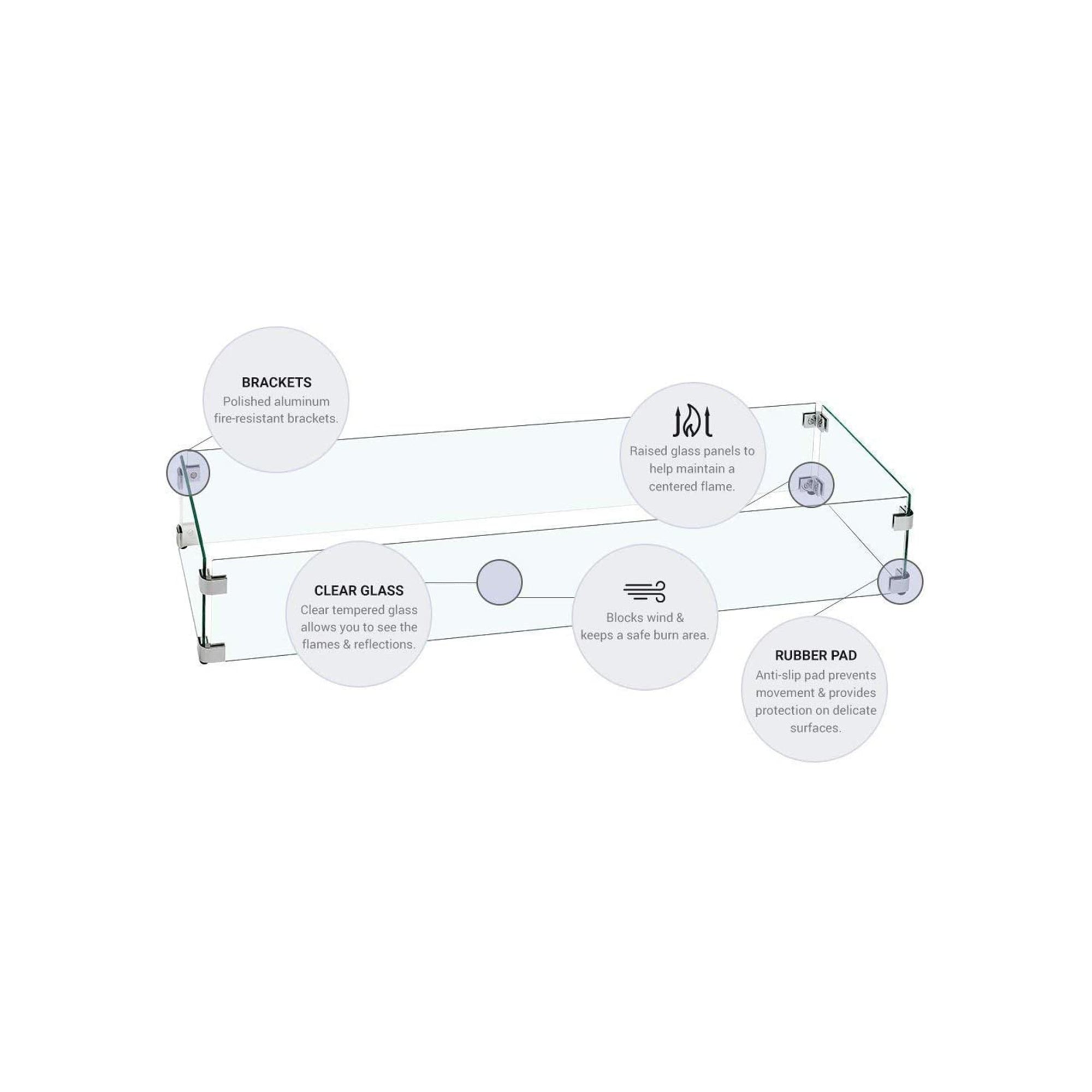 American Fire Glass 19" Diam. Fire Table Wind Guard Flame Shield (For Parts) - VMInnovations