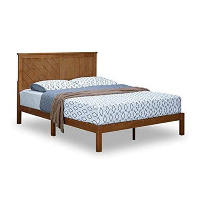 MUSEHOMEINC Solid Pinewood Rustic Platform Bed with 2 Way Design Headboard, Twin