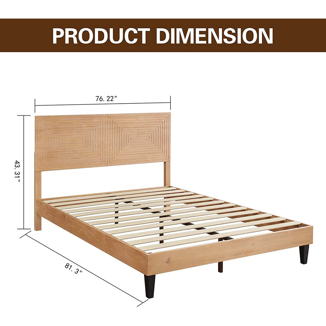 MUSEHOMEINC Solid Wood Mid Century Modern Rustic Platform Bed Frame, Pine, King - VMInnovations