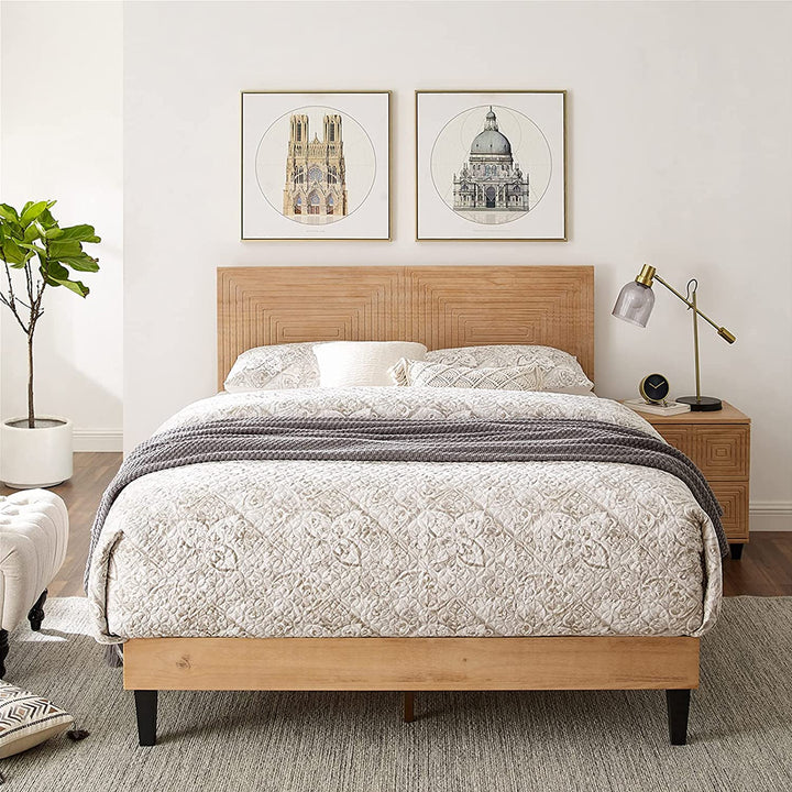 MUSEHOMEINC Solid Wood Mid Century Modern Rustic Platform Bed Frame, Pine, King - VMInnovations