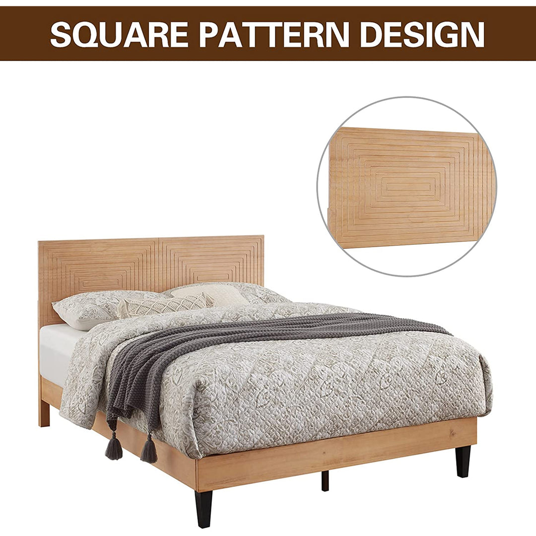 MUSEHOMEINC Solid Wood Mid Century Modern Rustic Platform Bed Frame, Pine, King - VMInnovations