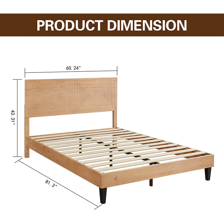 MUSEHOMEINC Mid Century Modern Solid Wood Adjustable Height Platform Bed, Queen - VMInnovations