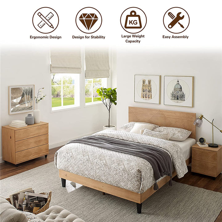 MUSEHOMEINC Mid Century Modern Solid Wood Adjustable Height Platform Bed, Queen - VMInnovations