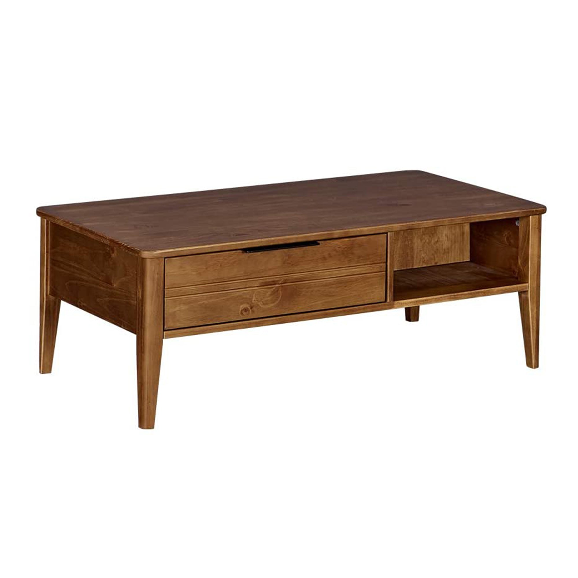 MUSEHOMEINC Mid Century Modern Rectangular Coffee Table with Drawer, Honey Brown - VMInnovations