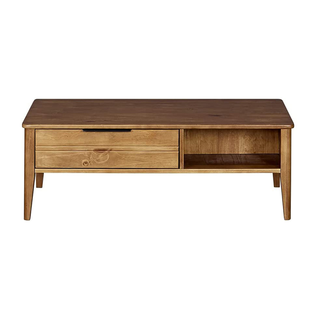 MUSEHOMEINC Mid Century Modern Rectangular Coffee Table with Drawer, Honey Brown - VMInnovations