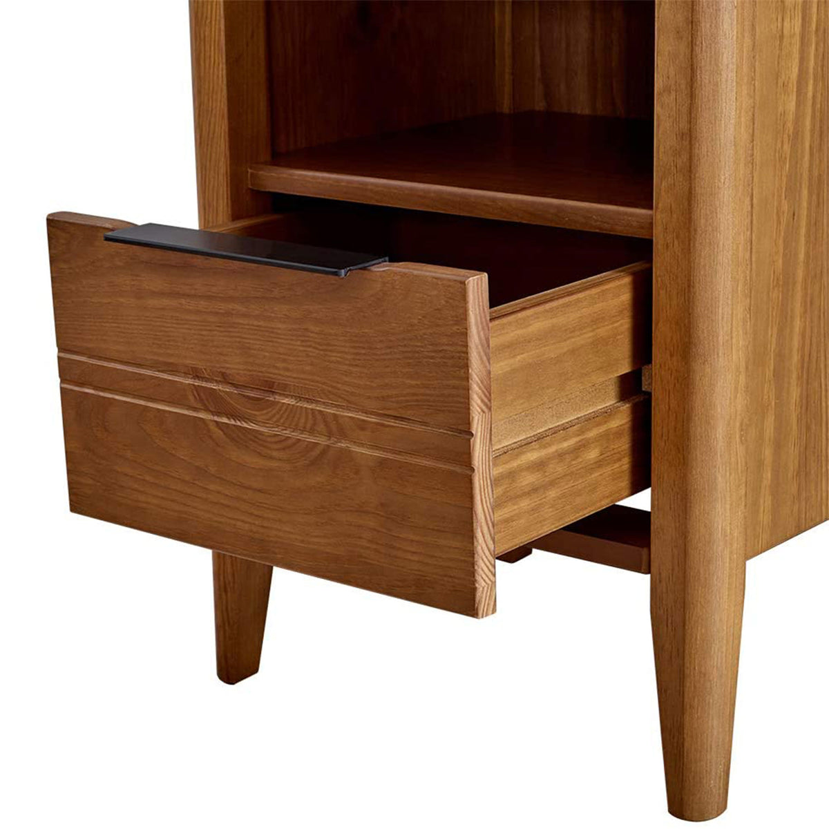 MUSEHOMEINC California Classic Wooden Nightstand End Table, Honey Brown (Used)