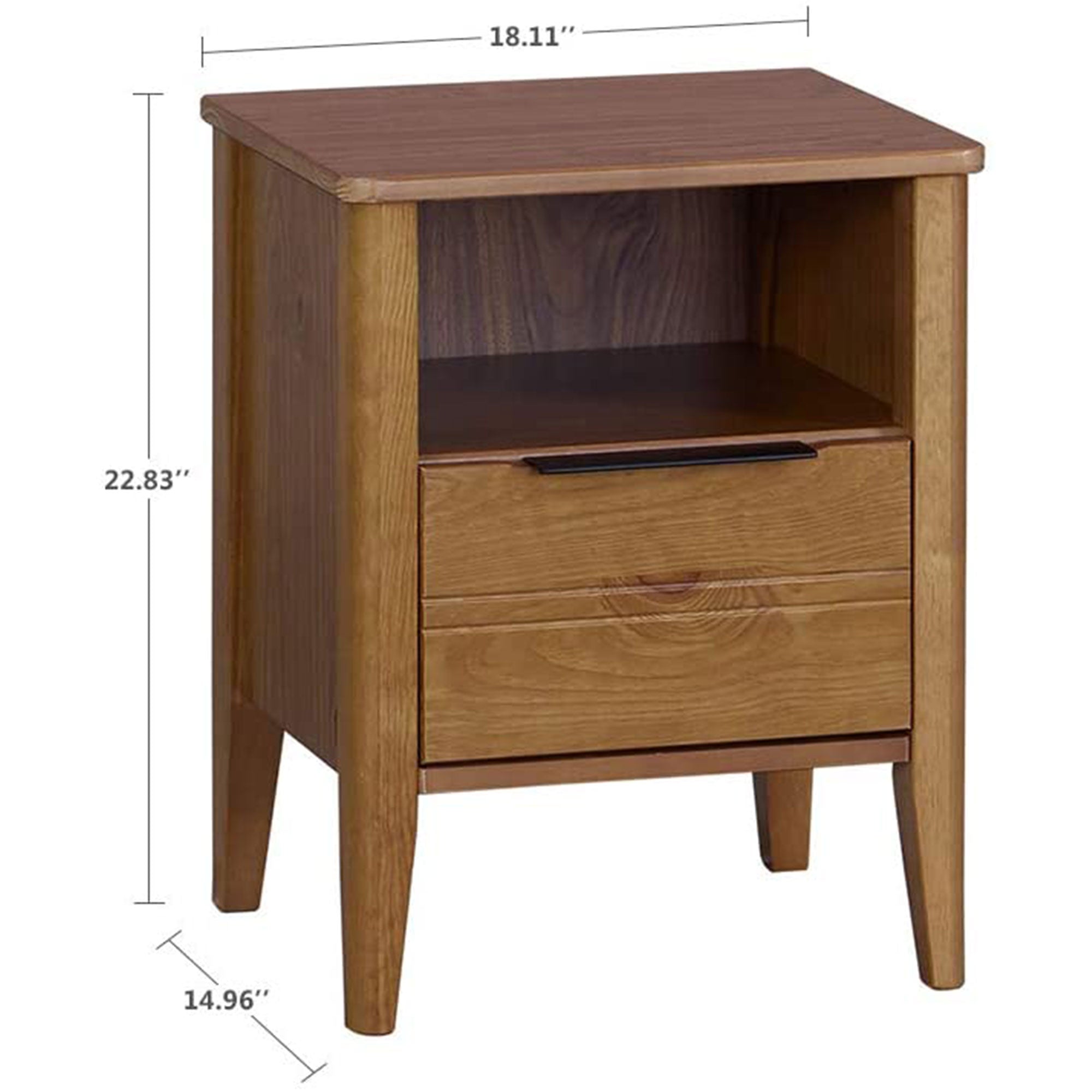 MUSEHOMEINC California Classic 1 Drawer Nightstand End Table, Honey Brown (Used) - VMInnovations