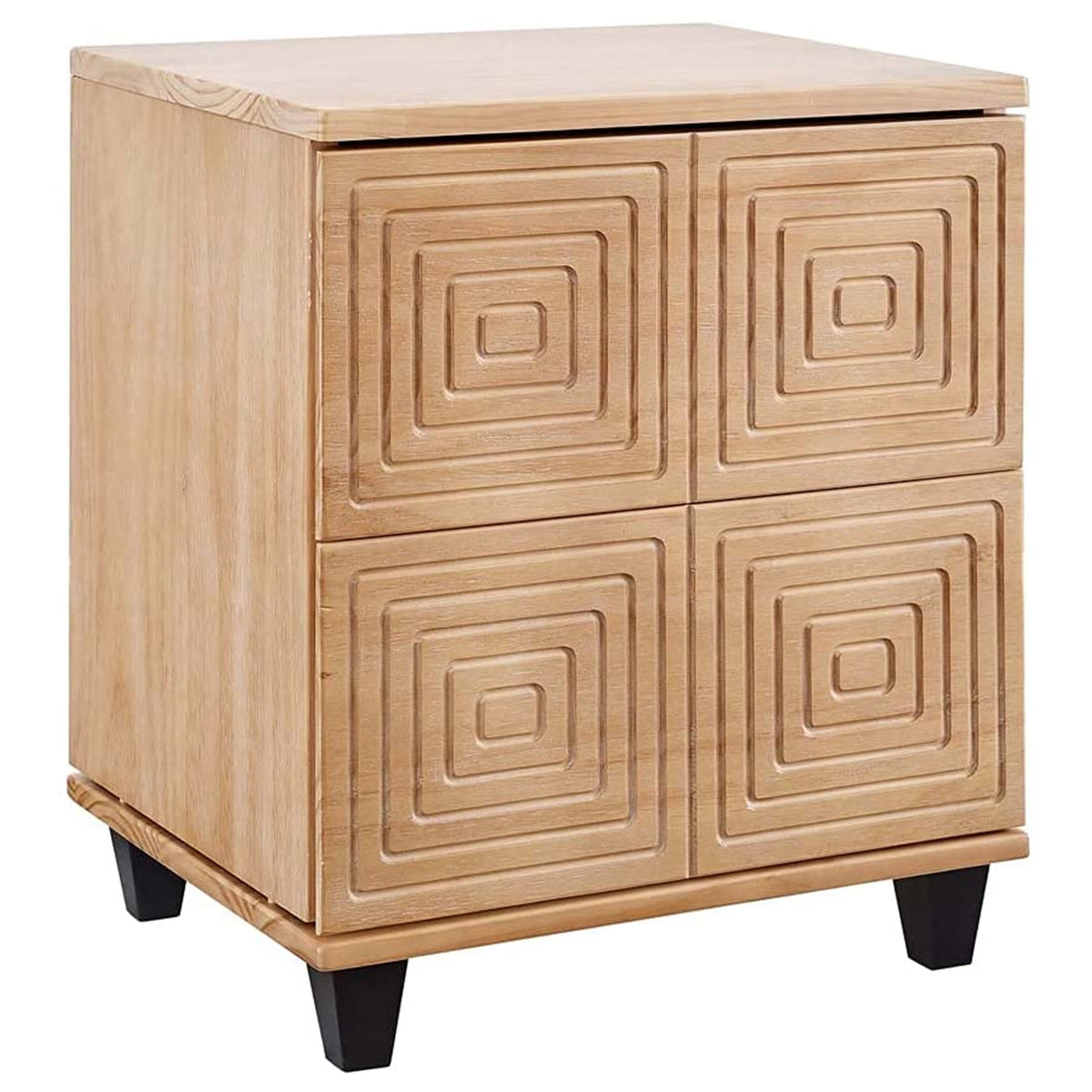 MUSEHOMEINC Modern 2 Drawer Geometric Solid Wood Bedroom Nightstand End Table