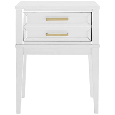 MUSEHOMEINC Mid Century Modern 2 Drawer Nightstand End Table, White (Used)