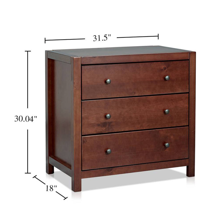 MUSEHOMEINC Rustic Solid Wood 3 Drawer Storage Dresser Nightstand, Espresso - VMInnovations
