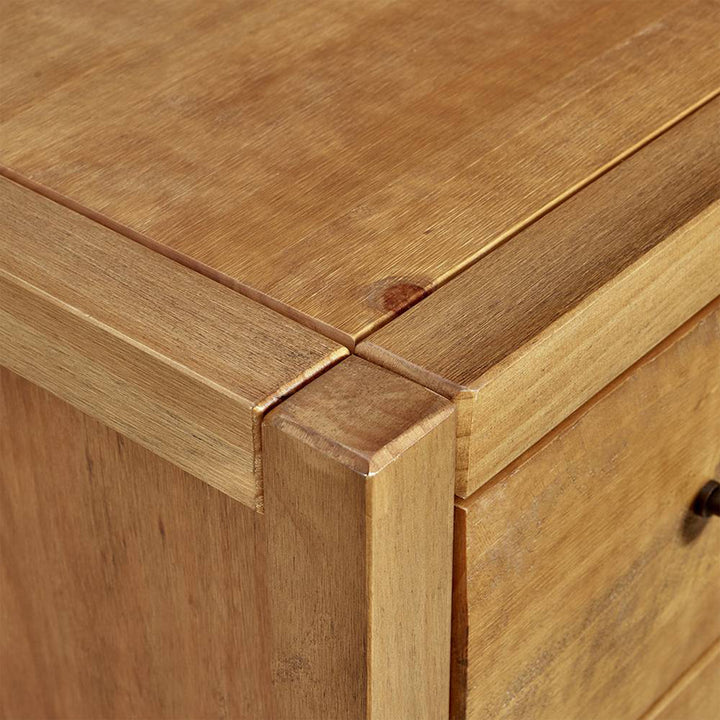 MUSEHOMEINC Rustic Style Wooden 3 Drawer Storage Dresser Nightstand, Oak Finish - VMInnovations