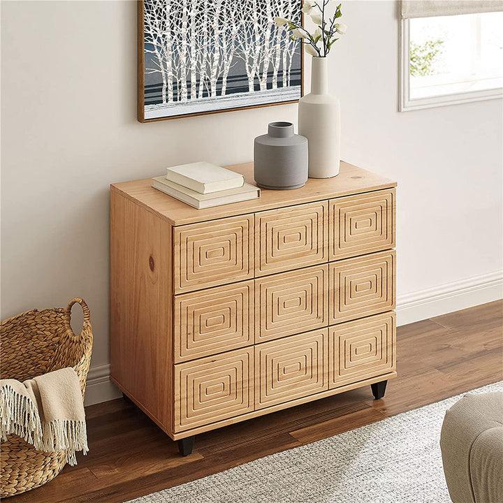 MUSEHOMEINC Solid Wood 3 Drawer Dresser Nightstand Chest of Drawers, Wood Style - VMInnovations