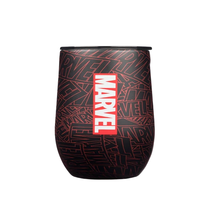 Corkcicle Marvel 12 Ounce Stainless Steel Stemless Cup with Lid, Marvel Logo