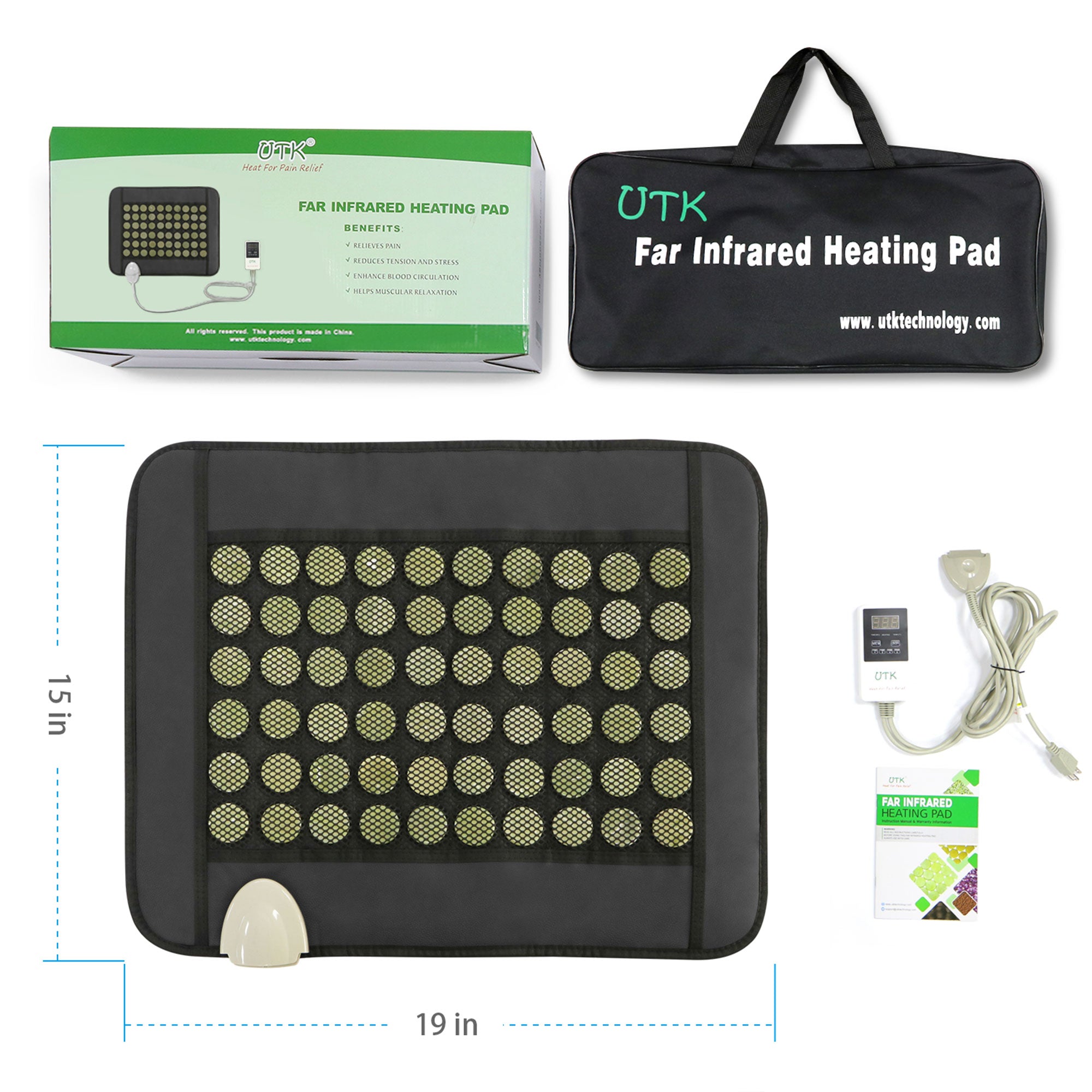 UTK 19 x 15" Jade Stone Infrared Pain Relief Heating Pad w/ Smart (Open Box) - VMInnovations