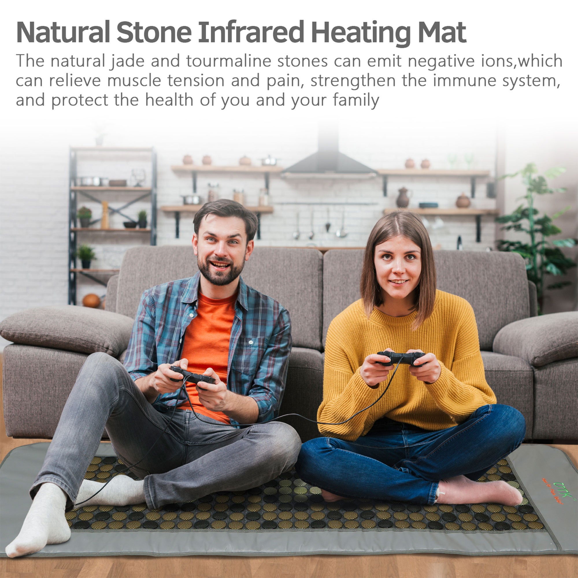 UTK 24x70In Tourmaline Stone Infrared Pain Relief Heating w/Remote, Gray (Used) - VMInnovations