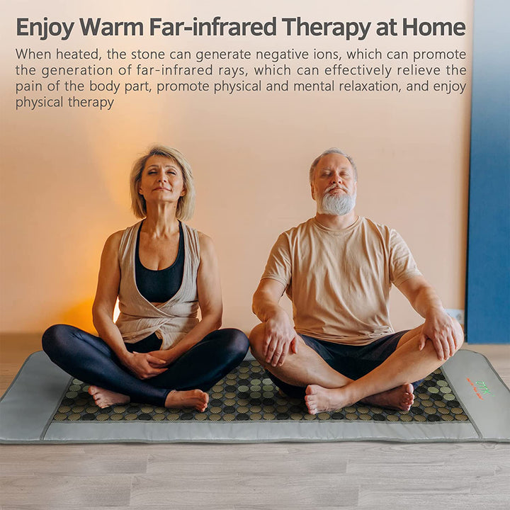 UTK 24" x 70" Tourmaline Stone Infrared Pain Relief Heating Mat w/ Remote, Gray - VMInnovations