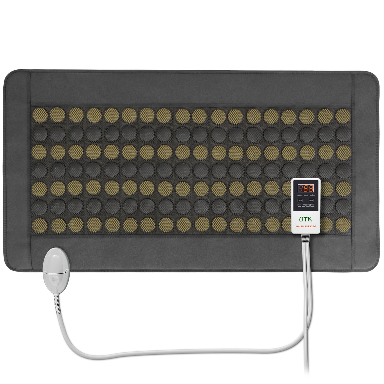 UTK 21" x 38" Tourmaline Stone Infrared Pain Relief Heating Mat w/ Remote, Black - VMInnovations