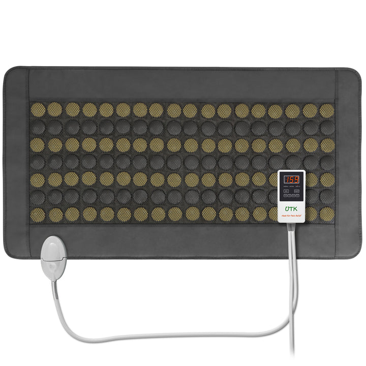 UTK 21" x 38" Tourmaline Stone Infrared Pain Relief Heating Mat w/ Remote, Black - VMInnovations