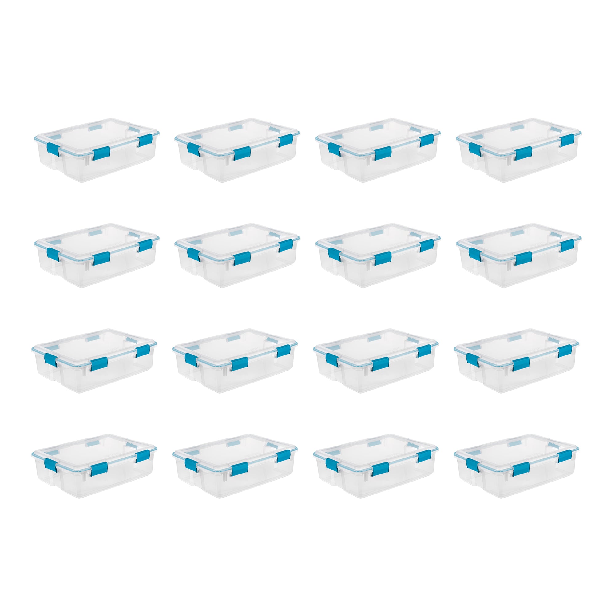 Sterilite 37 Qt Clear Plastic Home Storage Tote Bin with Secure Lids, (16 Pack)