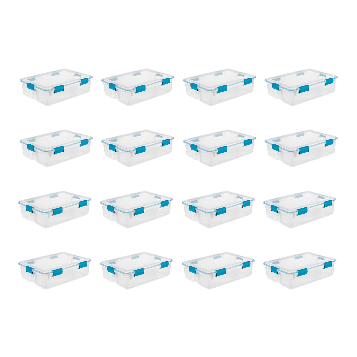 Sterilite 37 Qt Clear Plastic Home Storage Tote Bin with Secure Lids, (16 Pack)
