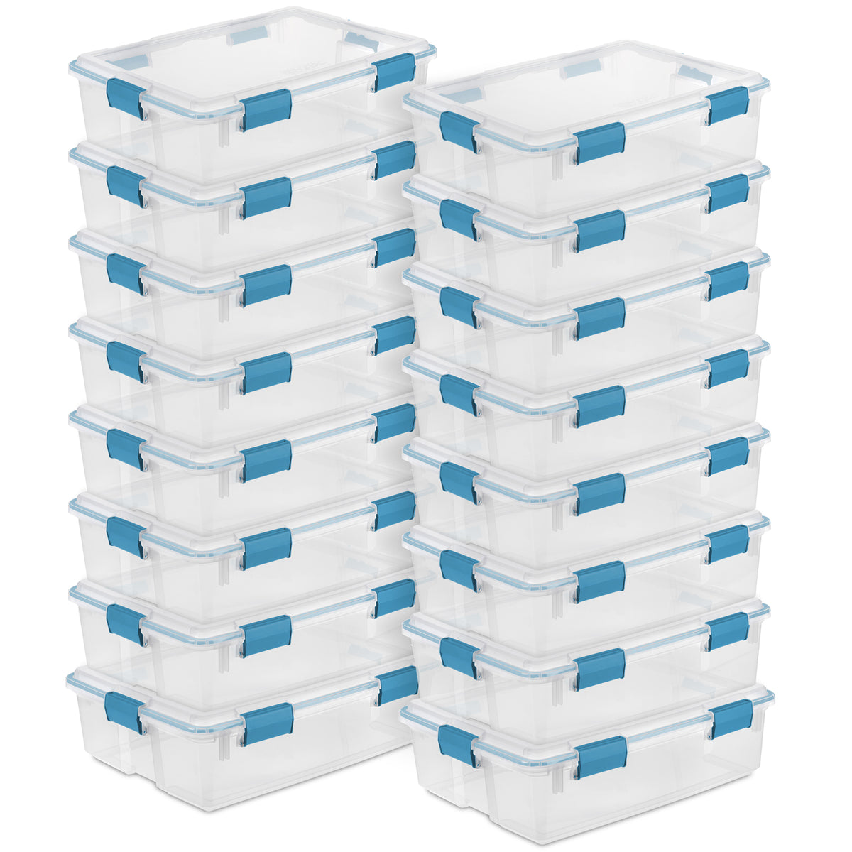 Sterilite 37 Qt Clear Plastic Home Storage Tote Bin with Secure Lids, (16 Pack)