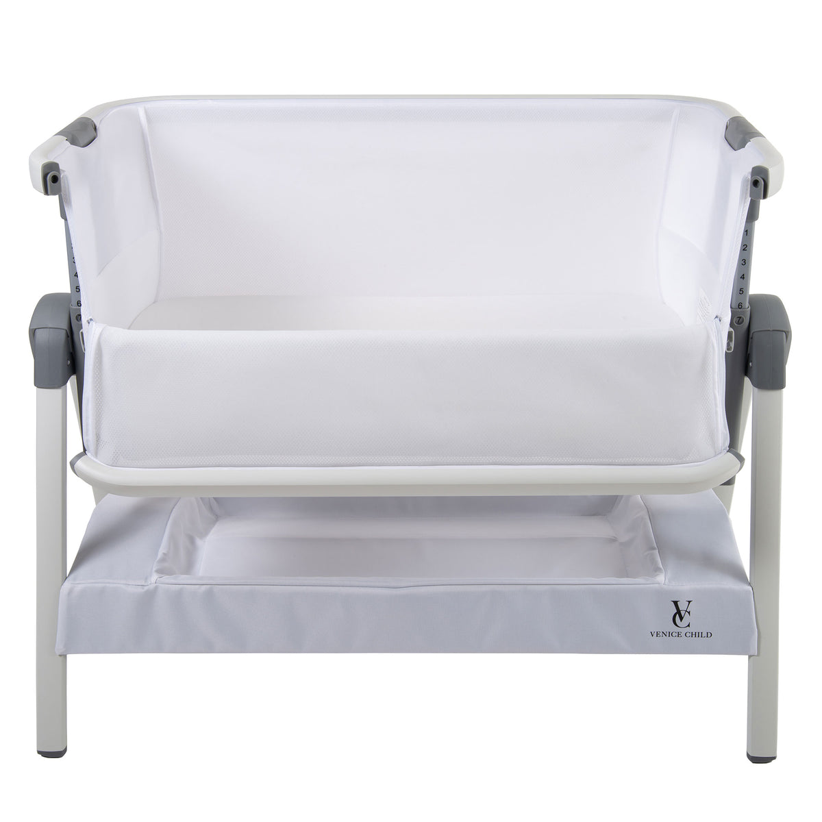 Venice Child California Dreaming Portable Lockable Bedside Bassinet Crib, White - VMInnovations