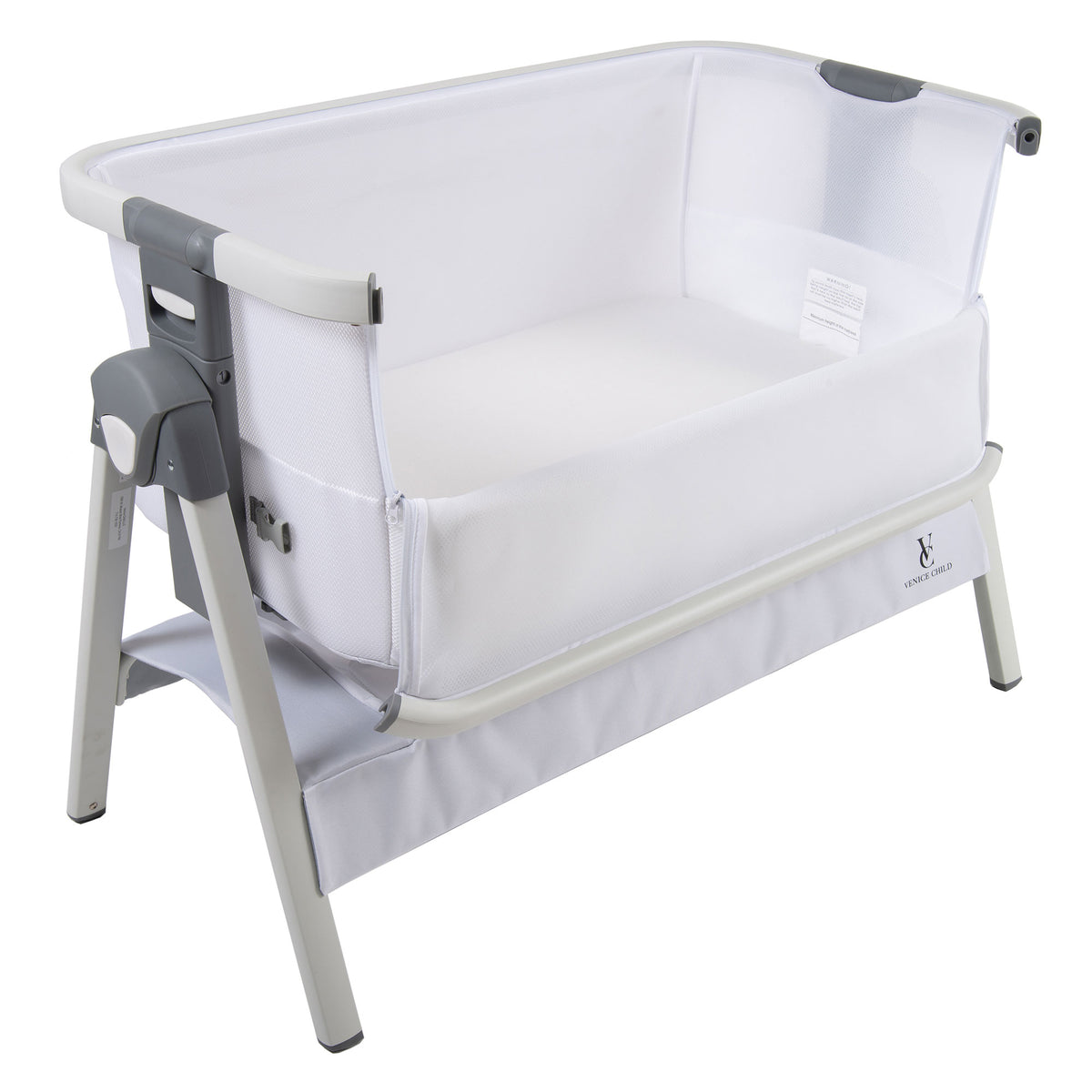 Venice Child California Dreaming Portable Lockable Bedside Bassinet Crib, White - VMInnovations