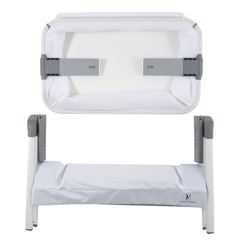 Venice Child California Dreaming Portable Lockable Bedside Bassinet Crib, White