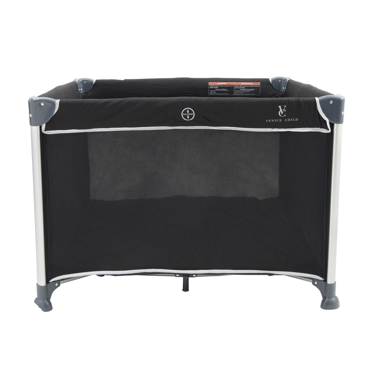 Venice Child Daydreamer 40 x 40 In Playpen Playard w/ Included Carry Bag, Black - VMInnovations