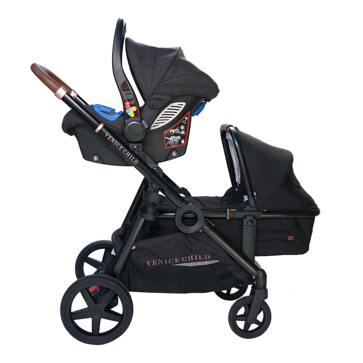 Venice Child Maverick Single to Double Folding Stroller w/Toddler Seat, Eclipse - VMInnovations