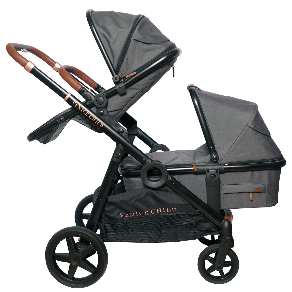 Venice Child Maverick Stroller Stand Alone Bassinet with Sunshade, Eclipse Black - VMInnovations