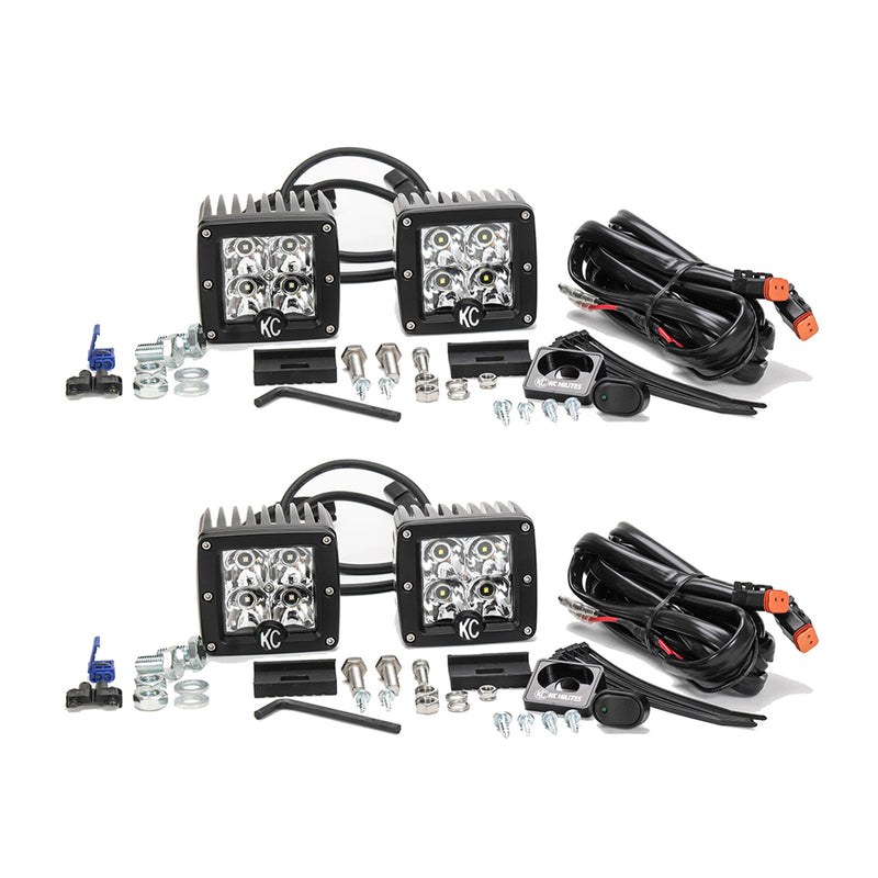 KC HiLiTES 330 C Series 3" LED Dual Pair Spot Lighting Light System Kit (4 Pack)