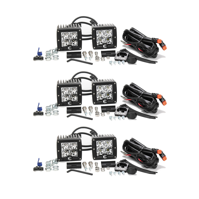 KC HiLiTES 330 C Series 3" LED Dual Pair Spot Lighting Light System Kit (6 Pack)
