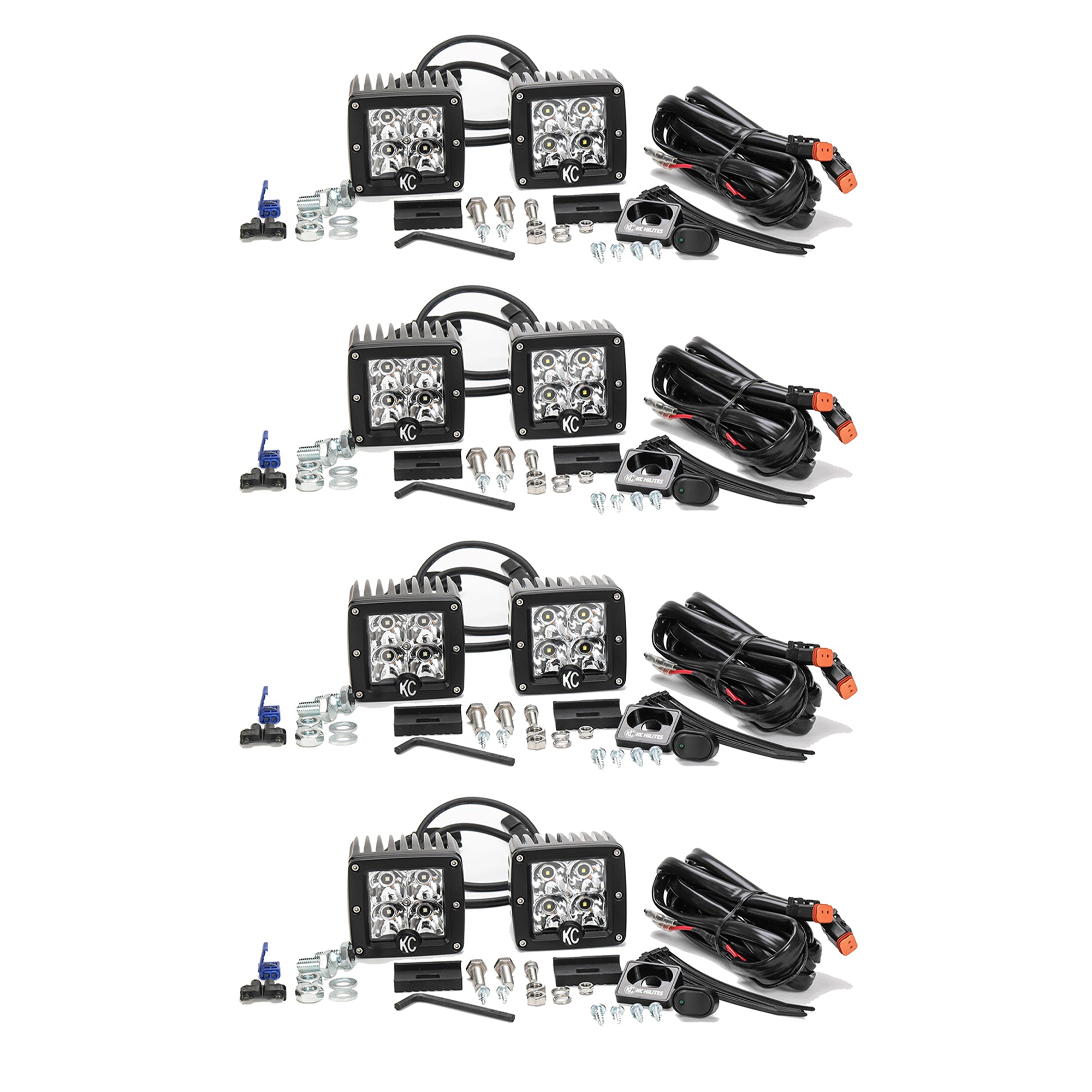 KC HiLiTES 330 C Series 3" LED Dual Pair Spot Lighting Light System Kit (8 Pack)