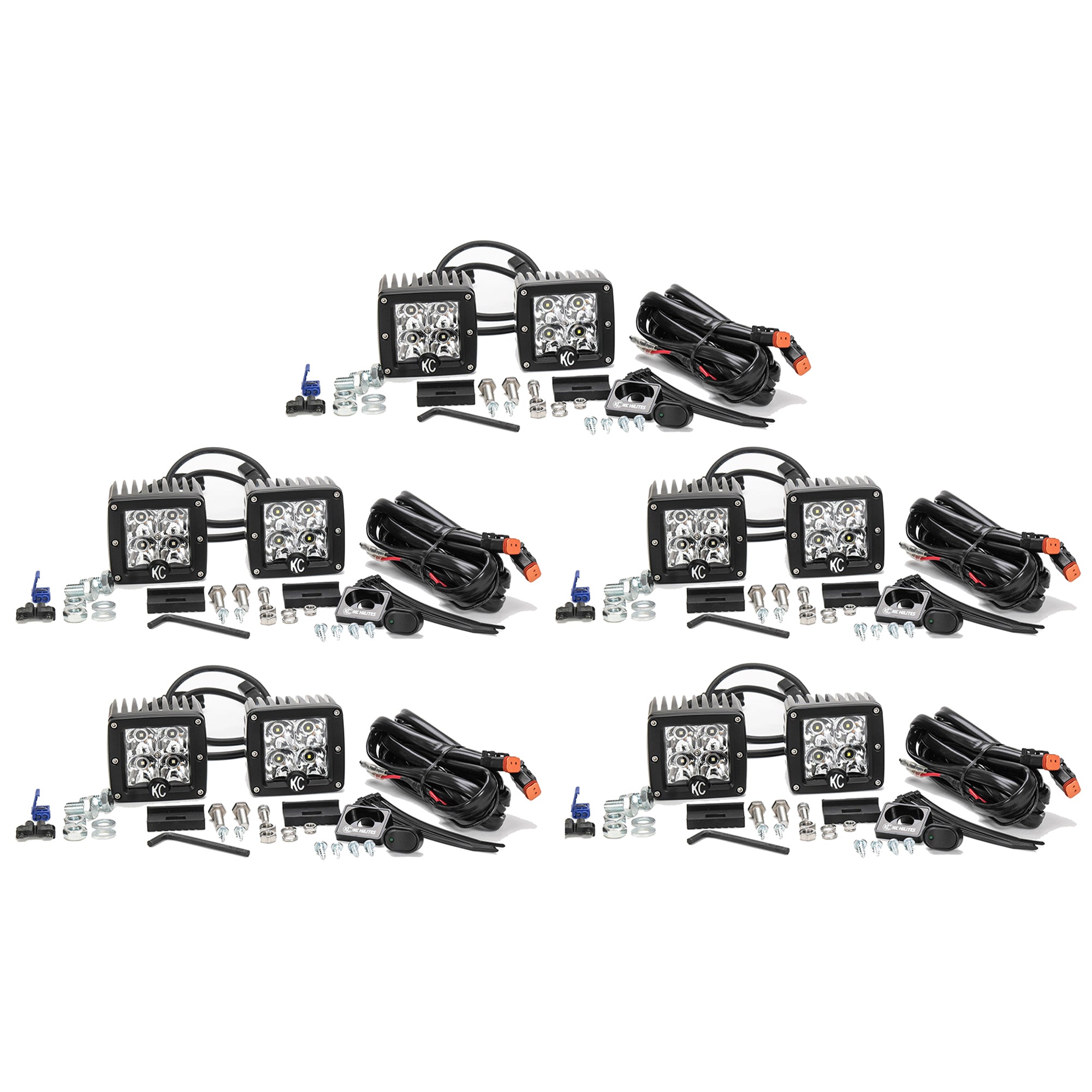 KC HiLiTES 330 C Series 3" LED Dual Spot Lighting Light System Kit (10 Pack) - VMInnovations