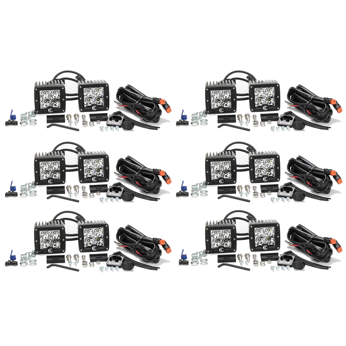KC HiLiTES 330 C Series 3" LED Dual Spot Lighting Light System Kit (12 Pack)