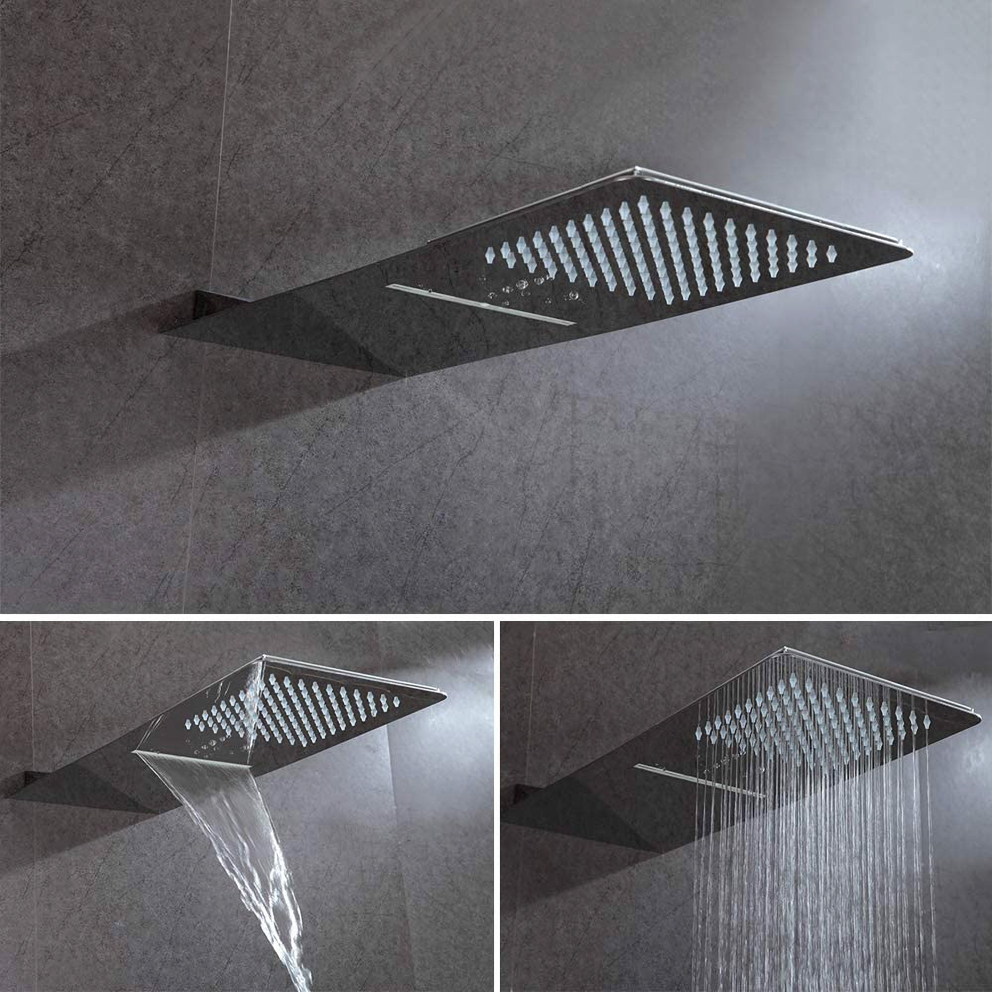 Hongtoo Steel Multifunction Wall Mounted Rain Waterfall Shower Head (Open Box) - VMInnovations