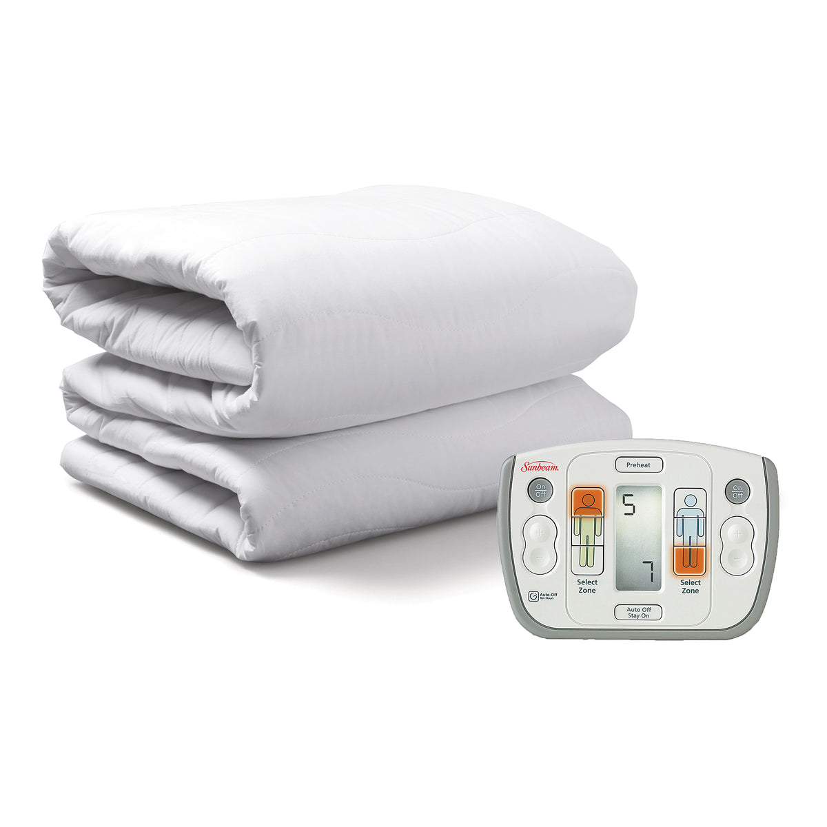 Sunbeam Queen Size Polyester Heated Mattress Pad with 10 Heat Settings (Used)