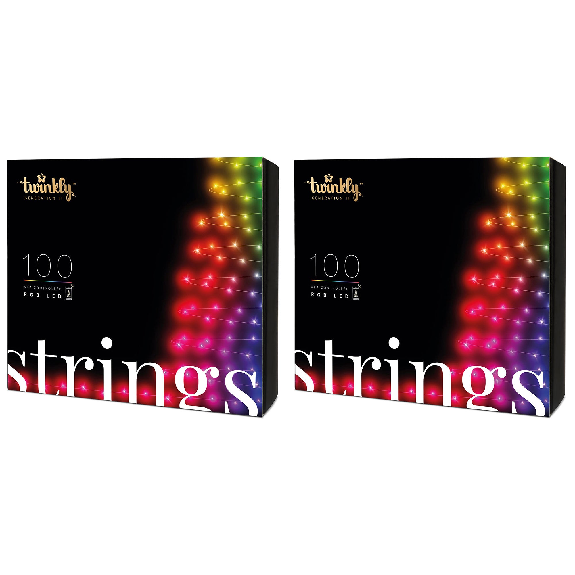 Twinkly Strings App-Controlled Smart LED Christmas Lights 100 Multicolor(2 Pack)