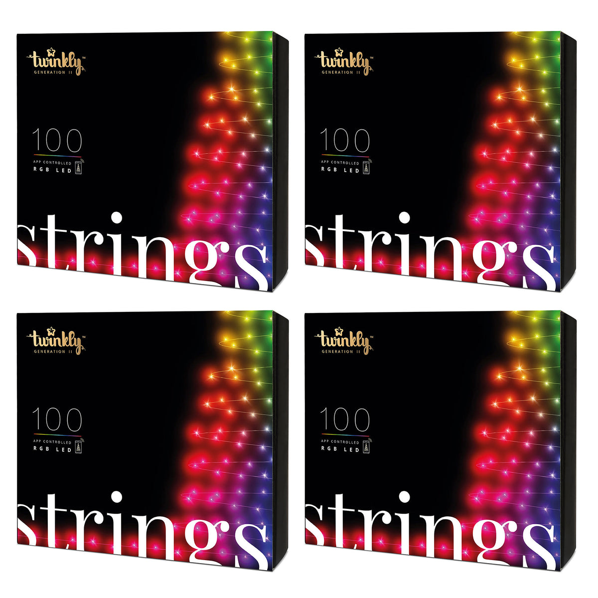 Twinkly Strings App-Controlled Smart LED Christmas Lights 100 Multicolor(4 Pack)