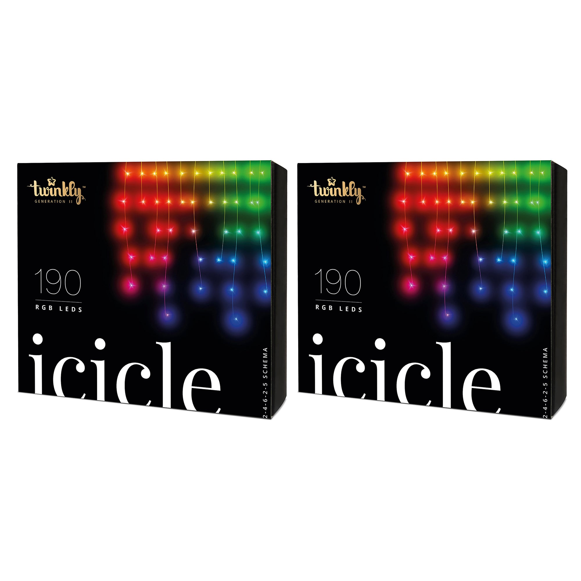 Twinkly Icicle App-Controlled Smart LED Christmas Lights 190 Multicolor (2 Pack) - VMInnovations