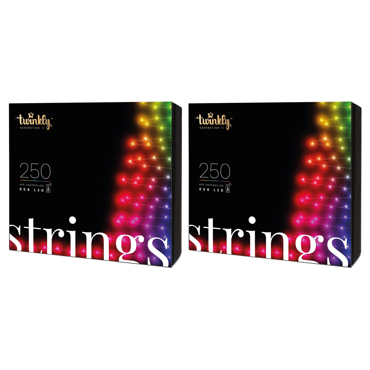 Twinkly Strings App-Controlled Smart LED Christmas Lights 250 Multicolor (2Pack)