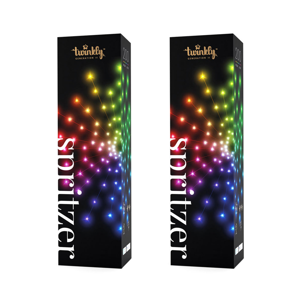Twinkly Smart Decoration 200 LED Multicolor App Control Spritzer Lights (2 Pack)